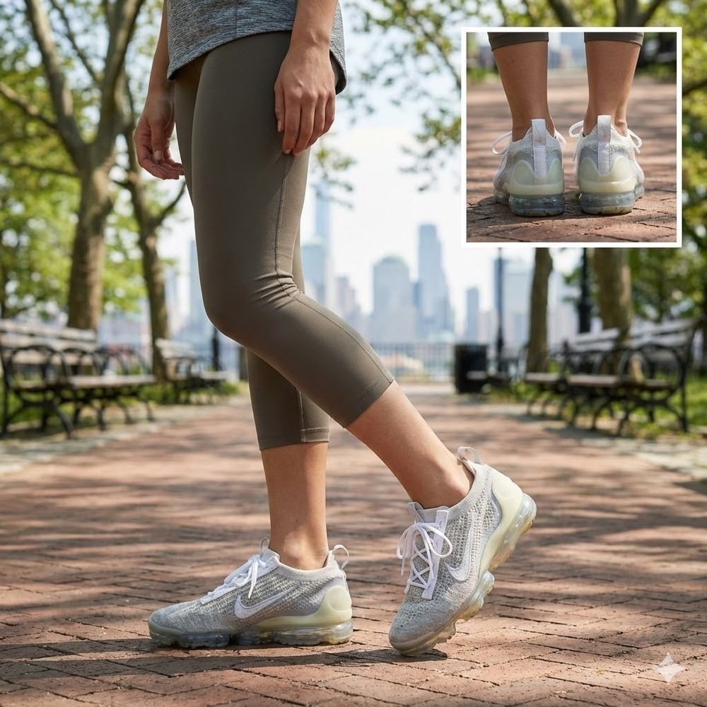 Nike Air VaporMax 2021 Flyknit Womens Size 8 Pure Platinum Grey Shoes DC4112-100